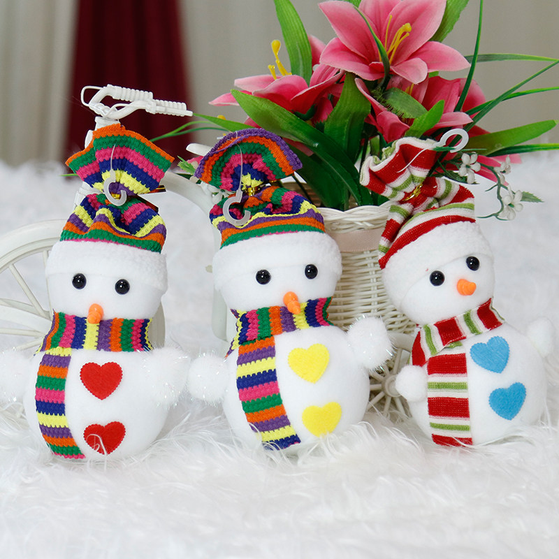 圣诞装饰品15cm可爱小雪人圣诞树装饰花环家居装饰小挂件圣诞礼物