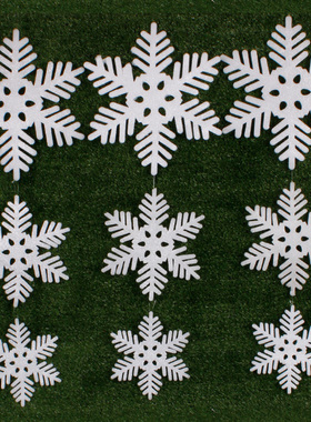 圣诞节装饰品白色雪花片雪花串雪景三件套圣诞树橱窗玻璃挂饰吊饰