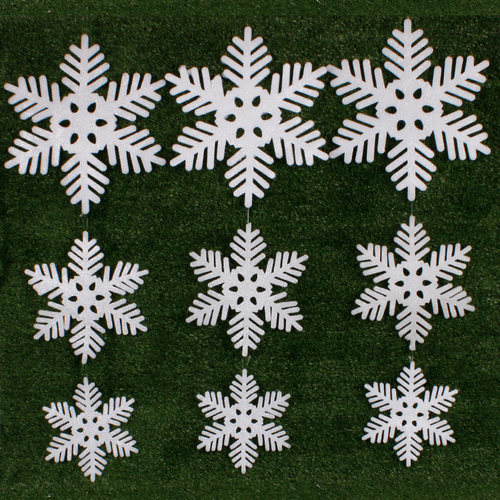 圣诞节装饰品白色雪花片雪花串雪景三件套圣诞树橱窗玻璃挂饰吊饰