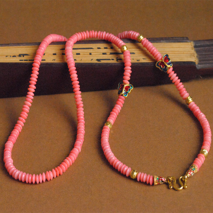 天然粉椰壳佛牌链 镀金佛饰 天然椰壳项链 百搭女款