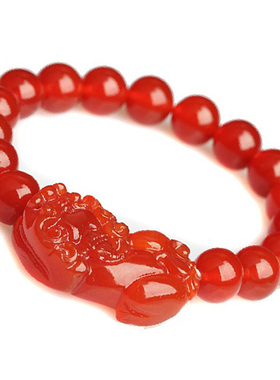 天然红玛瑙貔貅手链