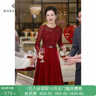 沐兰高端轻奢喜婆婆礼服裙秋装新款喜妈妈宴会裙蕾丝连衣裙