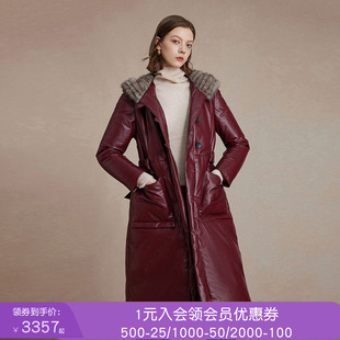 沐兰轻奢高级感绵羊皮羽绒服女2025年冬季水貂毛皮草御寒服中长款