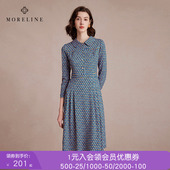 减龄娃娃领A字裙中长款 沐兰法式 优雅复古印花连衣裙年冬新款