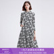 沐兰法式 显瘦大摆A字裙 优雅修身 复古提花连衣裙2025年冬季 新款