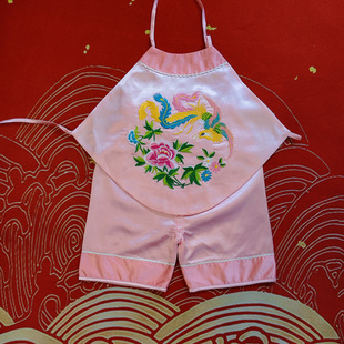 清仓特价 新生儿护肚脐百天周岁刺绣小兜兜 宝宝肚兜婴儿红色夏薄款