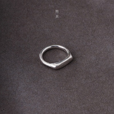 999足银手工纹理戒指素银女指环