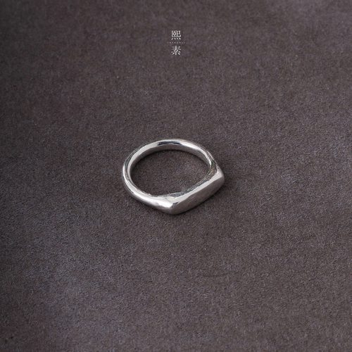 999足银手工纹理戒指素银女指环