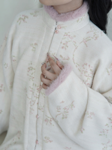 纨织【岁寒】厚针织澳貂绒明制立领对襟弓袋袖袄针织保暖汉服