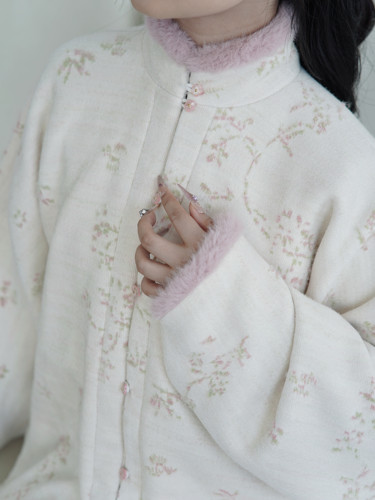 纨织【岁寒】厚针织澳貂绒明制立领对襟弓袋袖袄针织保暖汉服