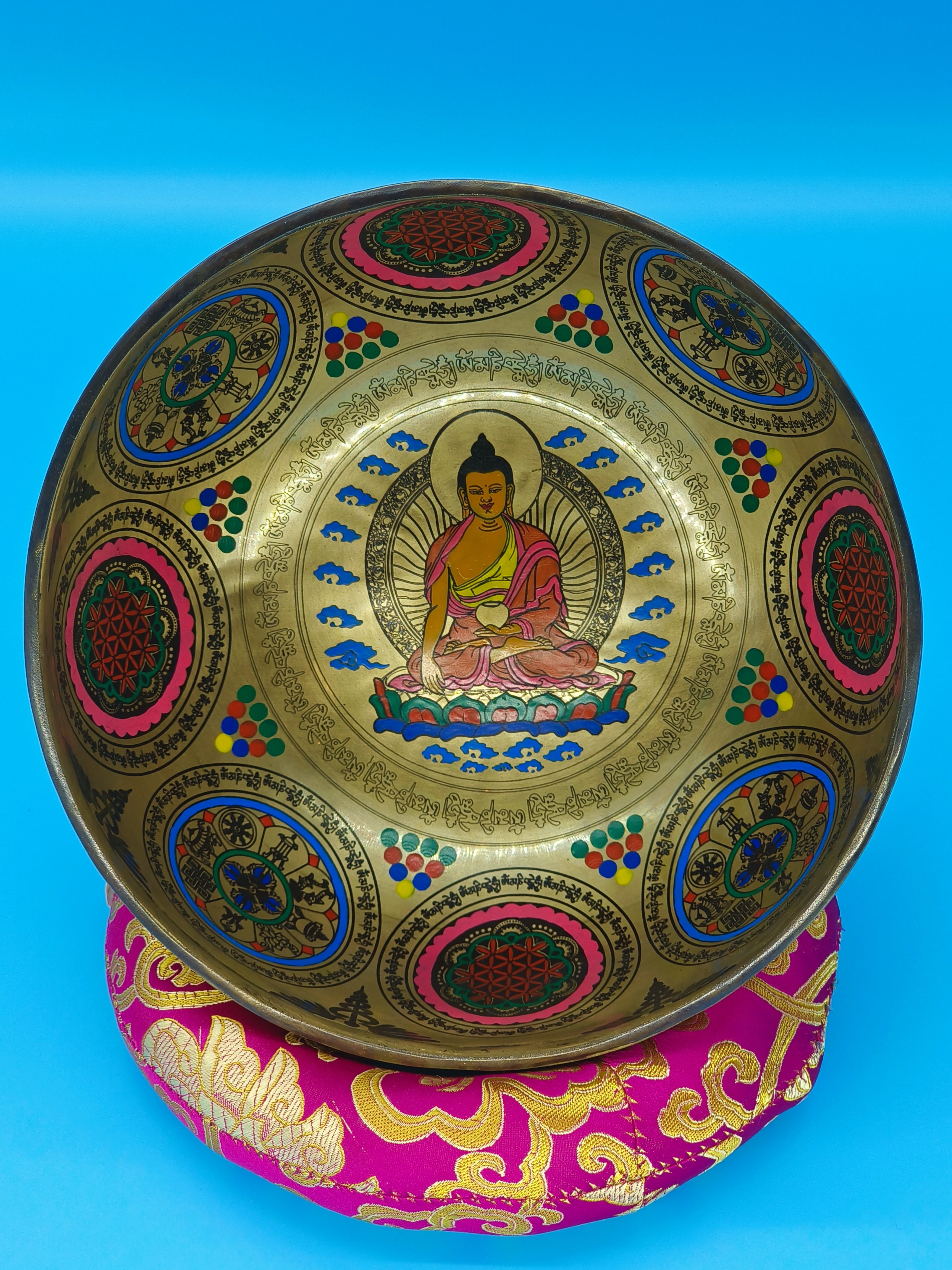铜彩绘颂钵尼泊尔手工铜雕黄财神莲花生阿弥陀佛铜磬钵音碗,家居饰品,桌面摆件,淘宝优惠券,粉丝福利购,淘宝优惠卷