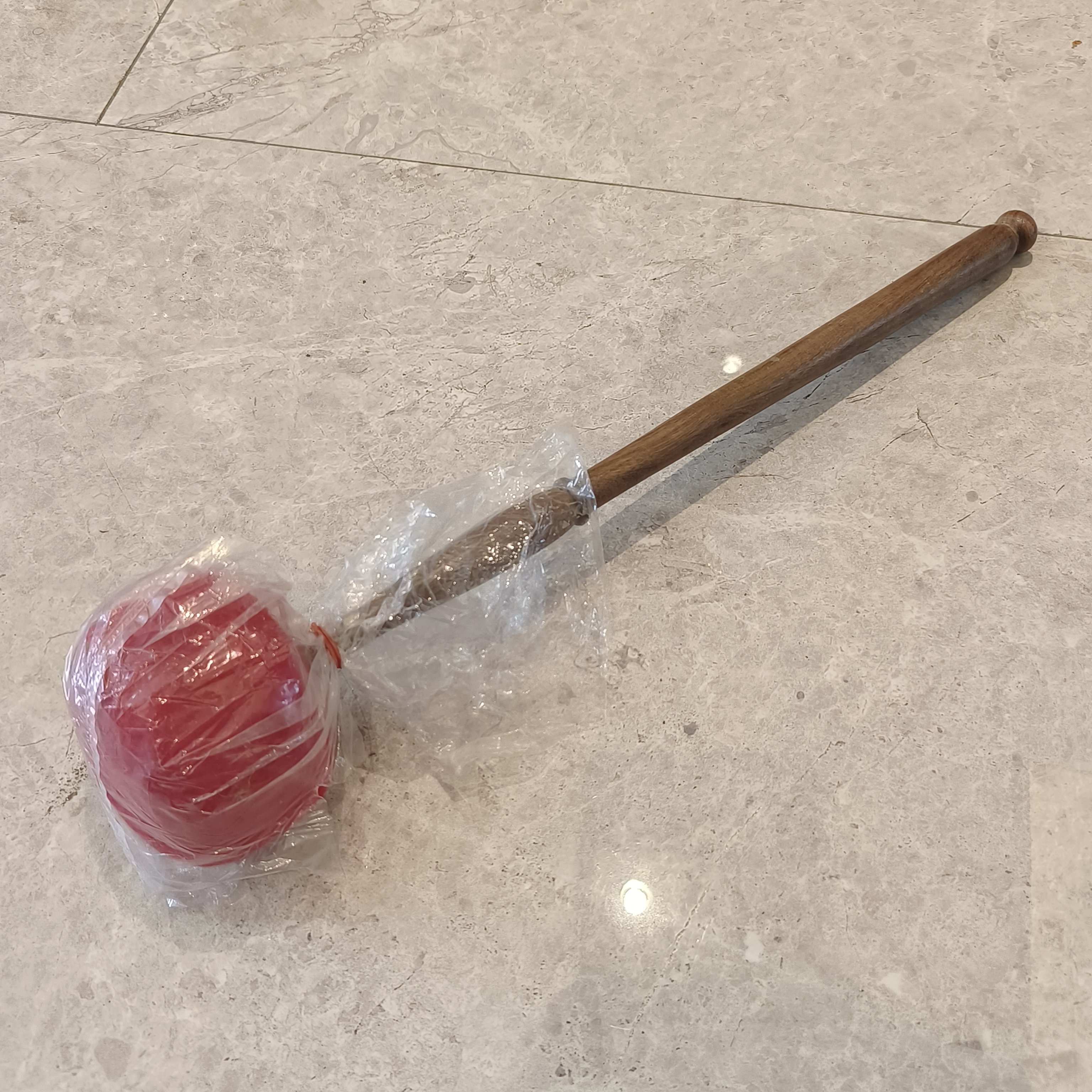 颂钵敲棒音钵专业鼓锤橡胶尼泊尔红色钵槌手工钵棒槌高档实木鼓棒