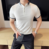 2025夏季休闲修身高弹力翻领薄款冰丝男士短袖polo衫A431-PL08P45，男装Polo衫，星座401B（原A431）