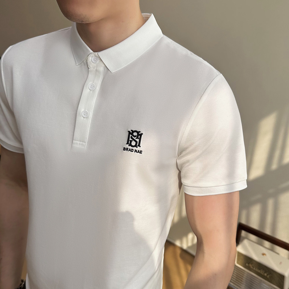 2025夏季新款英伦修身短袖POLO衫刺绣翻领T恤401B-PL852-P55,男装T恤,星座401B（原A431）