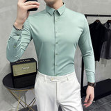2025春季新款无痕压胶纯色修身高端8色长袖衬衫A431-WH01-特P60，男装衬衫，星座401B（原A431）