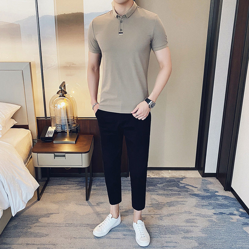 2025夏季新款男士短袖POLO衫T恤修身A431/B994/P55杏色,男装T恤,星座401B（原A431）