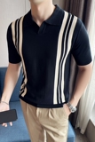 2025夏季新款针织男士短袖polo衫修身条纹冰丝T恤A431-PL67-P60，男装T恤，星座401B（原A431）
