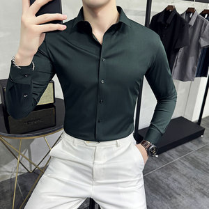 2025春季新款无痕压胶纯色 修身高端8色长袖衬衫A431-WH01-特 P60，男装衬衫，星座401B（原A431）