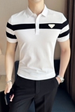 2025夏季新款英伦拼色休闲修身短袖polo衫翻领t恤A431-PL556-P55，男装T恤，星座401B（原A431）