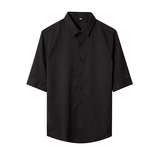 常年跑量款英伦修身免烫青年纯色中袖衬衫A431-QH7701-特P33，男装衬衫，星座401B（原A431）