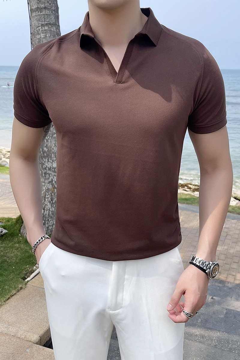 2025夏季新款英伦大码休闲纯色短袖POLO衫修身T恤A431-M608-P55,男装T恤,星座401B（原A431）