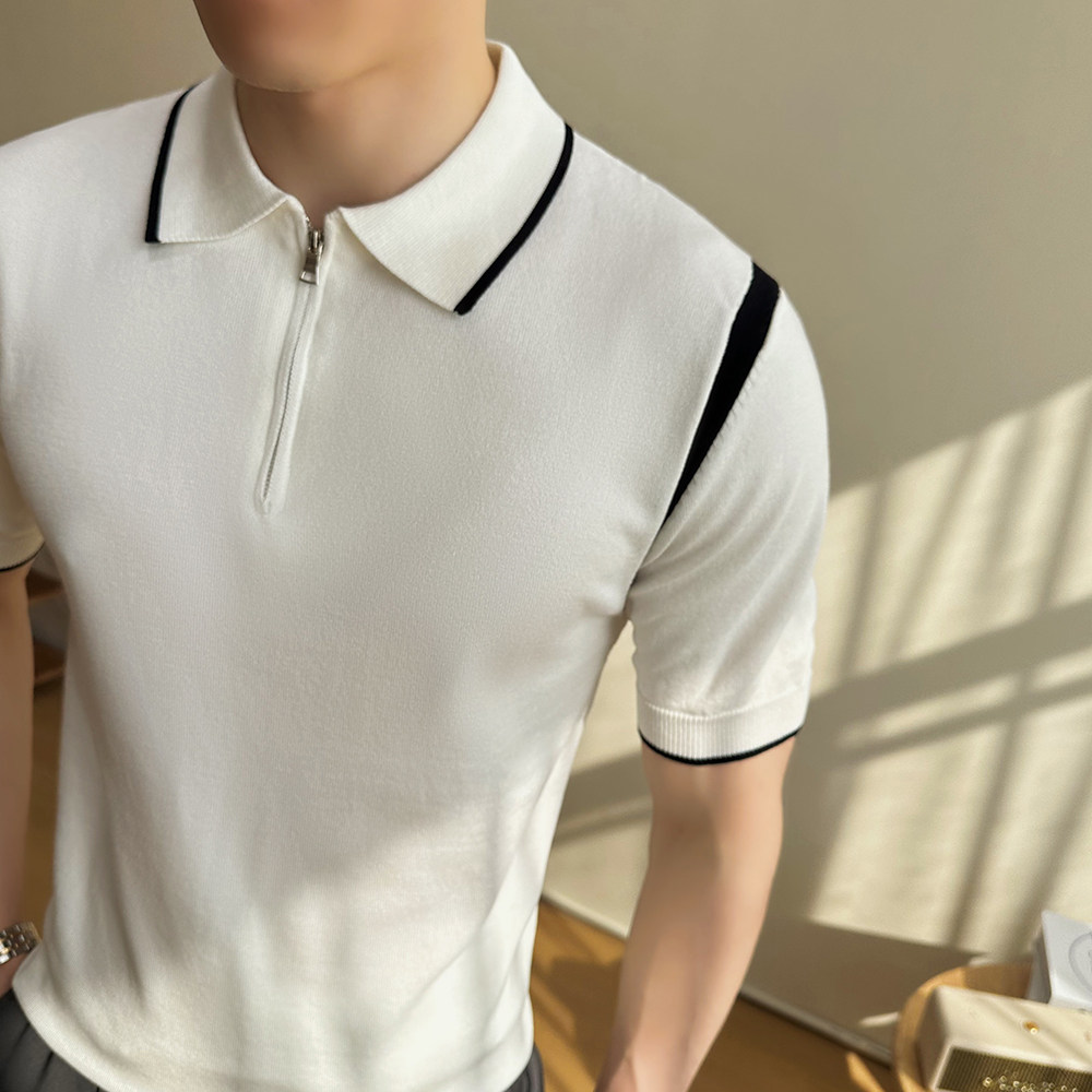 2026夏季新款翻领针织时尚薄款修身短袖POLO衫冰丝401B-M3666-P65,男装T恤,星座401B（原A431）
