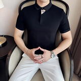 2025夏季半袖潮流修身翻领短袖Polo衫百搭纯色T恤A431-PL78-P50，男装T恤，星座401B（原A431）
