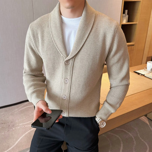抖音男士V领毛衣针织衫开衫外套男纯色加厚401B-MY654-P125图片