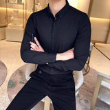 24秋A431/1660P6597聚酯纤维3氨纶男长袖衬衫修身纯色原A206-1，男装衬衫，星座401B（原A431）