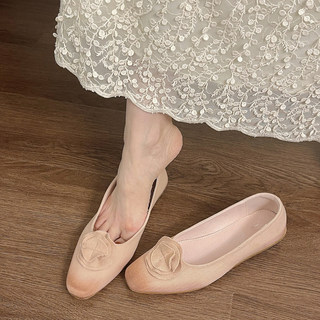 小众设计感干枯玫瑰粗跟鞋复古新中式蔷薇花芭蕾单鞋女温柔晚晚鞋