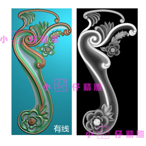 欧式洋花玫瑰牡丹椅脚花腿子雕花精雕图 JDP浮雕图 521软件 BMP图