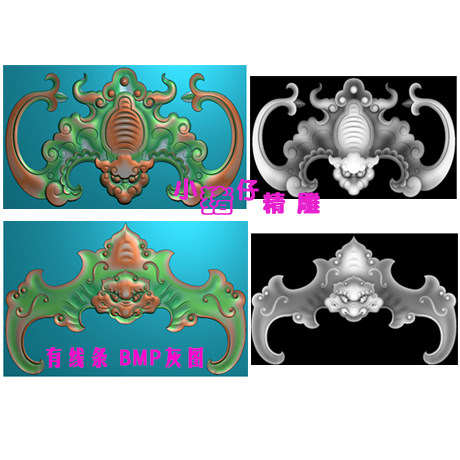 精雕图JDP蝙蝠小花卡花夹花  浮雕图521软件BMP灰色图