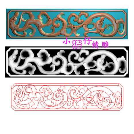 草龙洋花石雕木雕砖雕雕刻图精雕图JDP浮雕图521软件BMP