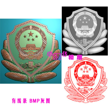 精雕图JDP国辉警微LOGO浮雕图 纪念章 521软件 BMP灰图
