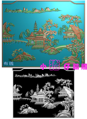 兰亭序沙发床背板花鸟图精雕图521软件图BMP灰色图