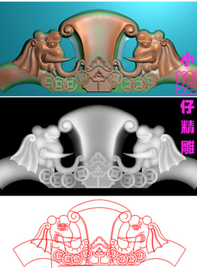 藏族大象单椅靠背脑靠脑靠背板521精雕图JDP浮雕图BMP灰色图521