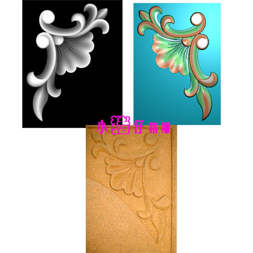 小洋花角花对称四角贴花精雕图JDP浮雕图521软件图