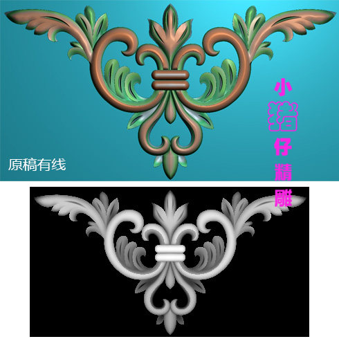 洋花角花石膏套图精雕图JDP浮雕图521软件图BMP灰色图