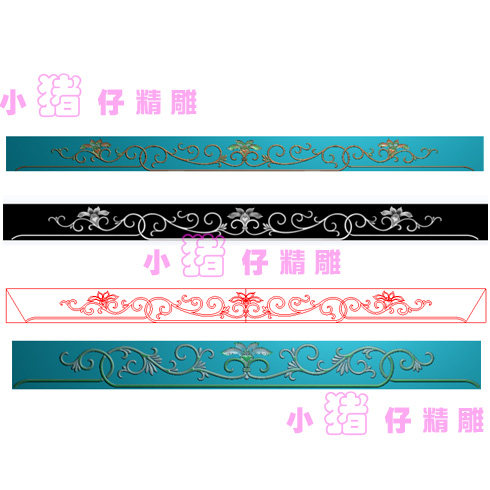 仿古洋花莲花荷花围板挡条裙板精雕图JDP软件521浮雕图BMP灰图