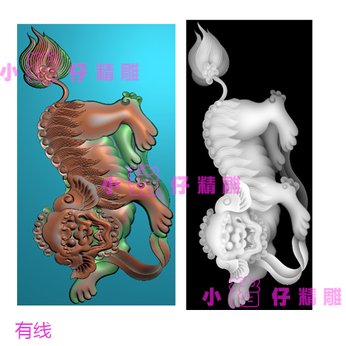 精雕图狮子图藏族神台桌腿子柱子图 龙兽JDP浮雕图521软件BMP图