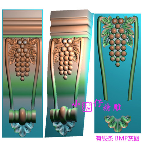 葡萄洋花柱头角花门角柱面装饰贴花521精雕图软件图JDP浮雕图雕刻