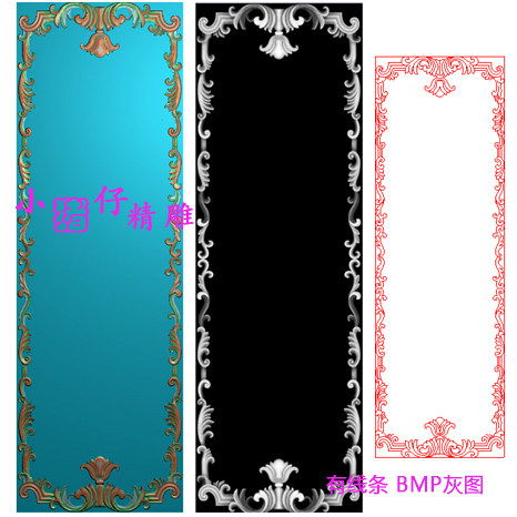柜门洋花边框线条花 精雕图JDP浮雕图521版软件雕刻图 BMP灰图