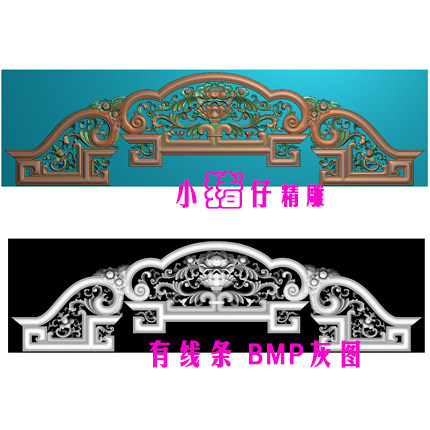 精雕图牡丹富贵床大洋花 JDP浮雕图521软件 BMP灰图雕刻图