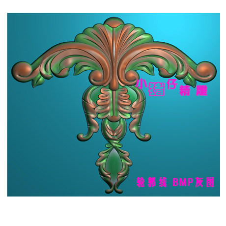 门花洋花弧形拱形大贴花精雕图JDP浮雕图521软件BMP灰图石雕木雕