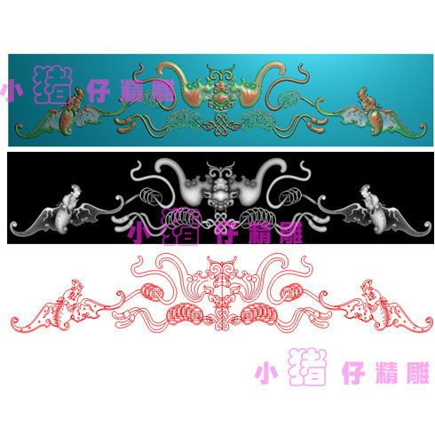 精雕图蝙蝠如意铜钱三福JDP浮雕图屏风花格BMP灰色图521软件图