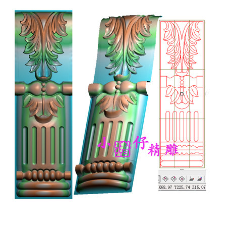 精雕图洋花柱头花JDP浮雕图石膏套图罗马柱大花521软件雕刻图