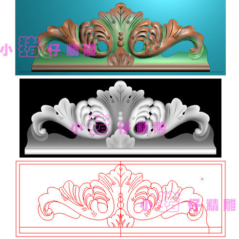 冒头洋花大花顶条花JDP精雕图浮雕图BMP灰色图521软件图
