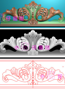 冒头洋花大花顶条花JDP精雕图浮雕图BMP灰色图521软件图