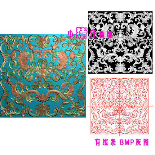 方板门板莲花洋花柜板花精雕图JDP浮雕图521软件雕刻图 BMP灰图
