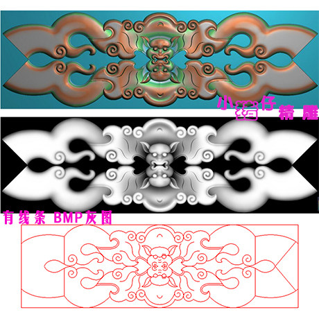 蝙蝠洋花精雕图 JDP浮雕图 椅背板 靠脑 521软件BMP灰色图